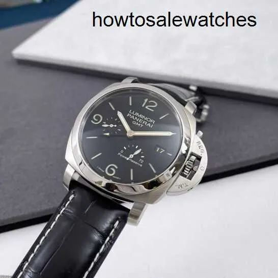 Orologio da polso più grest panerai luminor1950 serie 44 mm diametro Data da data meccanica orologio da uomo meccanico PAM00321 Display di riserva di riserva di potenza a doppia fuso orario in acciaio