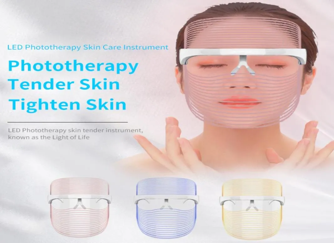 3 Colors LED Face Mask Skin Care Wrinkle Removal Pon Instrument Face Whitening Beauty SPA Treatment Potherapy8474928