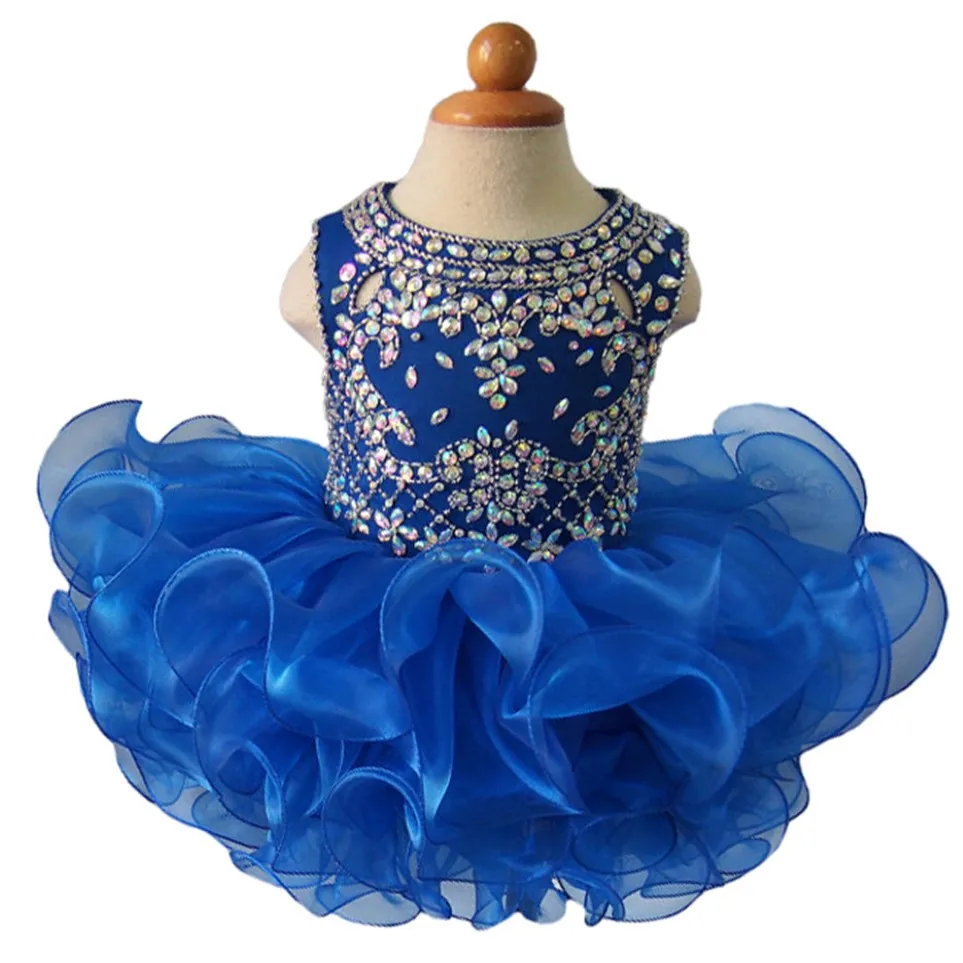 Royal Blue Diamond Glitz Girls NatioAnl Pageant Cupcake Jurken Infant Tutu Toads Toddler Baby Girls Ruffled Mini Pageant Dress 288C