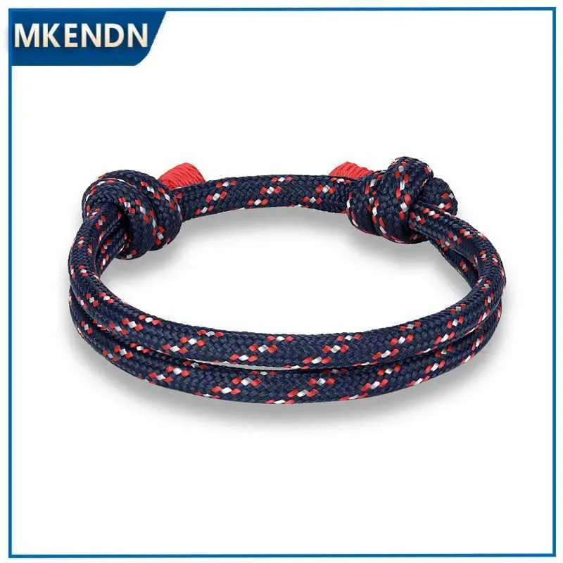 Очарование браслетов Mkendn Новое прибытие Высококачественное плетеное веревка Многослойные браслеты для выживания мужчин.