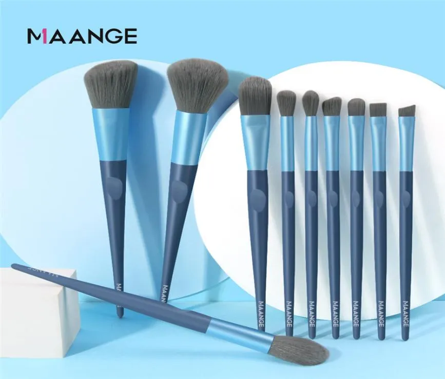 Maange 10 szczotek do makijażu Zestawy kosmetyków szczotka do powiek Brush luźne pędzel proszkowy Make Up Tools1288845