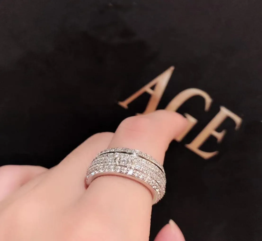 besittningsserie Ring Piage Rose Extremt 18K Gold Plated Sterling Silver Luxury SMYCE Rotatable Exquisite Gift Brand Designer7508834