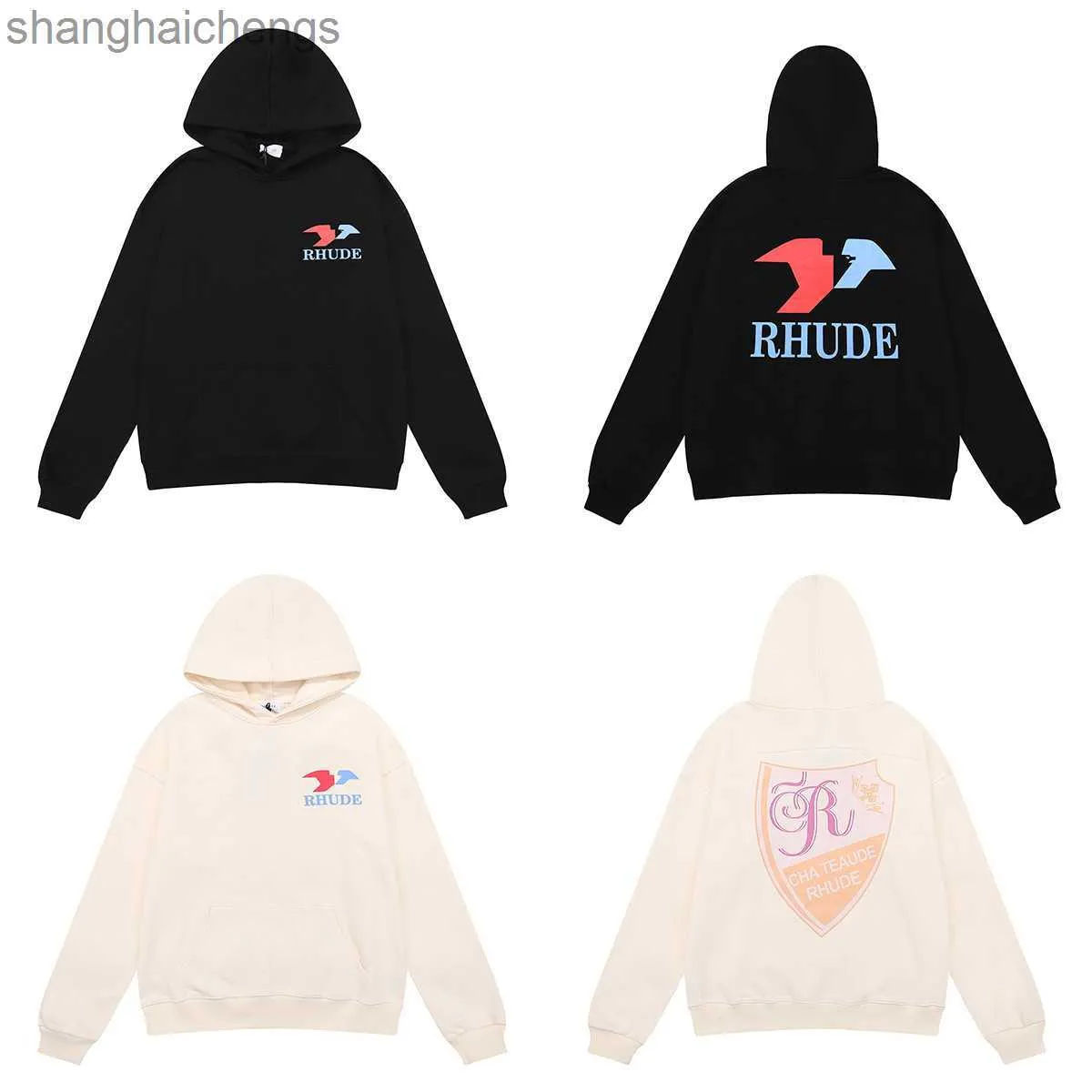 Роскошные дизайнерские дизайнеры Rhuder Hoodies Little Fashion Letter Printing Высококачественные хлопковые высокие весовые капюшоны.