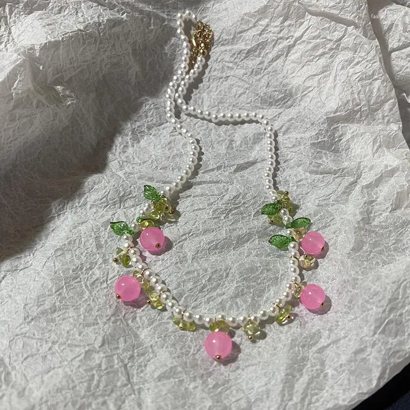 Anhänger Halsketten trendige Obstimitation Perlen Halskette Frauen handgefertigt für Schmuck Geschenk