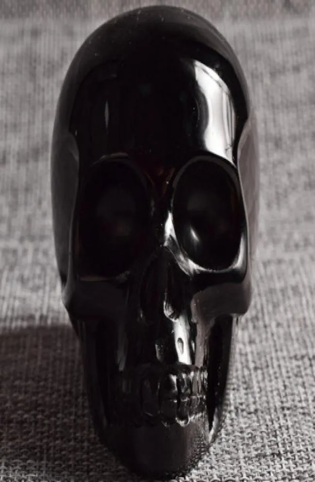 Human Shape crystal skull statue Natural Black Obsidian jade Skull figurine Crystal Healing Reiki Evil Home Decor8495716