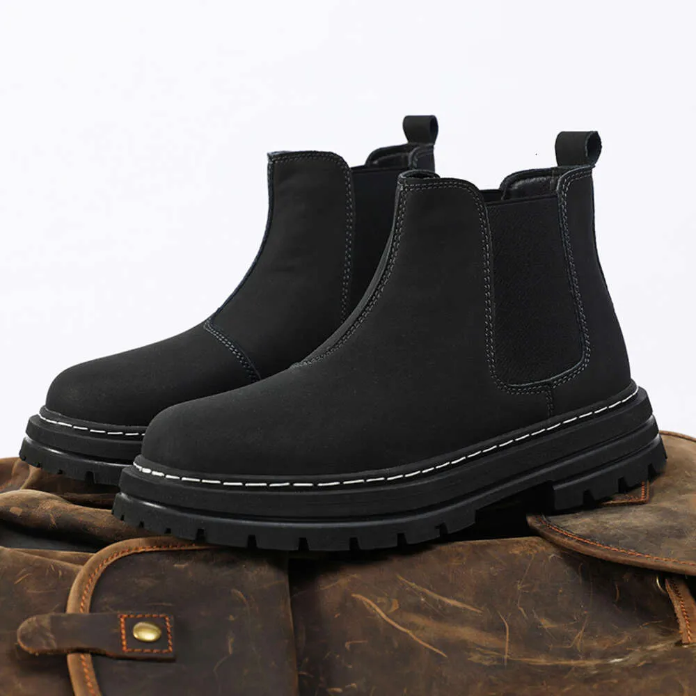Yellow Ankle PU Leather Boots Men Fashion British Style Slip On