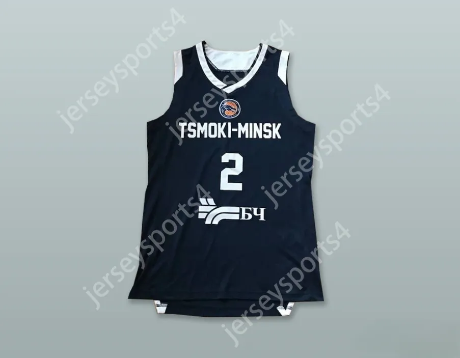 Пользовательский nay mens Youth/Kids Sekou Wiggs 2 до н.э. Tsmoki-Minsk Belarus Navy Blue Basketball Jersey Top Top S-6xl