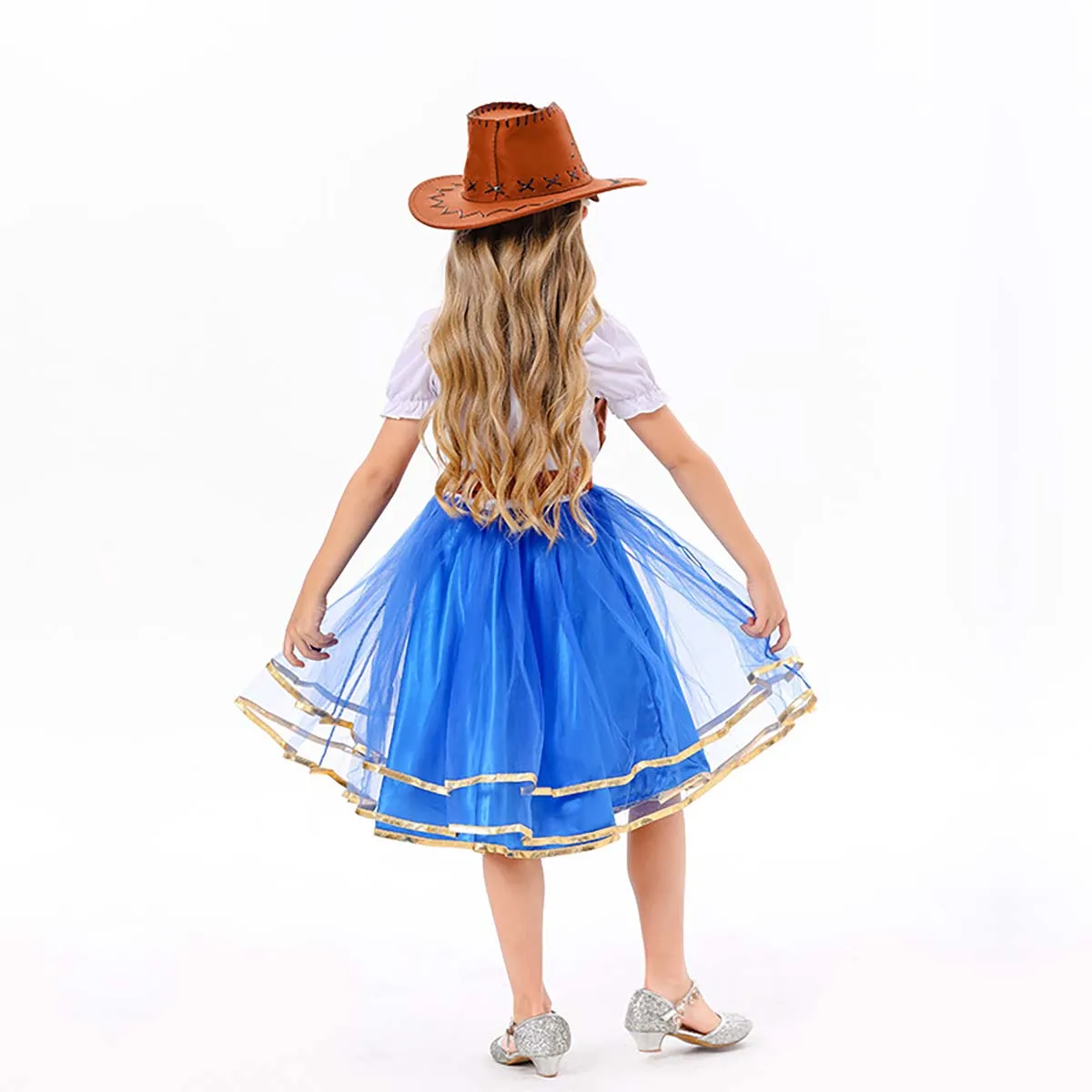 Halloween Cowgirl -kostym för barnflickan Holiday Party Princess Dress Up