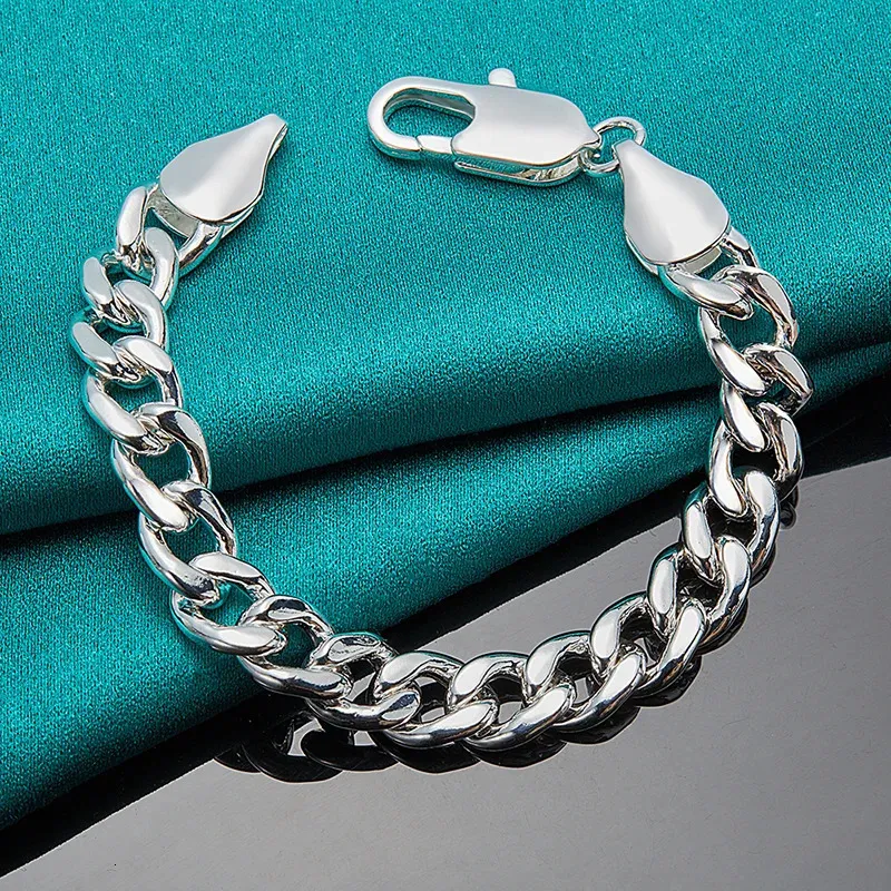 Buinee 925 Sterling zilveren mannelijke grote armband voor man vrouw klassieke rock punk fijne sieraden armbanden ketting 20 cm 240423
