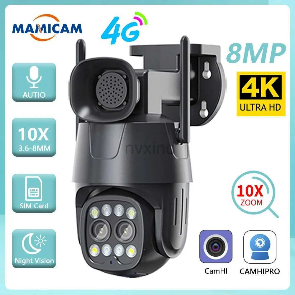 IP-Kameras IP-Kamera WiFi/4G SIM-Karte Outdoor PTZ 8MP Hochdefinition Dual Objektiv 3,6 mm-8mm Sicherheit CCTV-Kamera AI Human Tracking Color Night Vision Camera D240510