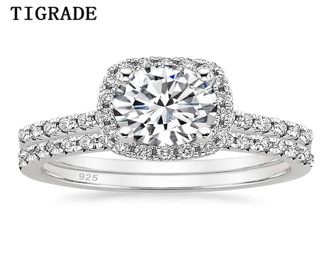 125CT 925 Sterling Silver Bridal Rings Sets Cubic Zirconia Halo CZ Engagements Wedding Bands For Women Promise 2112174039341