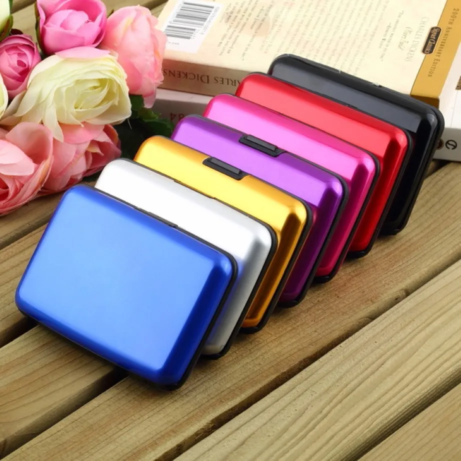 New Metal Credit Card Wallet Cases Card Holder ID Business Card Boxes Purse Wallet Free Shipping 6Pcs Lot 300B