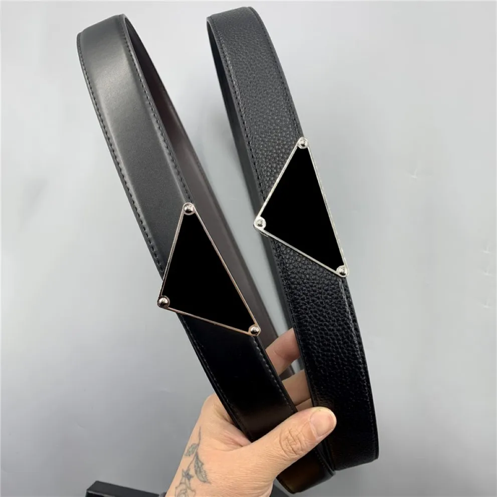 Ceinture Luxe Men 디자이너 여성 패션 가죽 금속 삼각형 버클 버클 여성 허리띠 클래식 레트로 벨트 3 5cm 1842