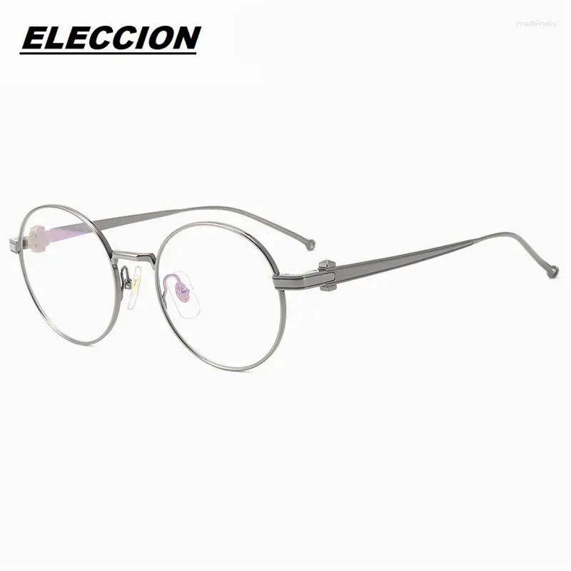 Strame da sole ELECCION Pure Glasshi rotondi di titanio Framello Uomini Ottici Myopia Eyele Women Eyewear da prescrizione