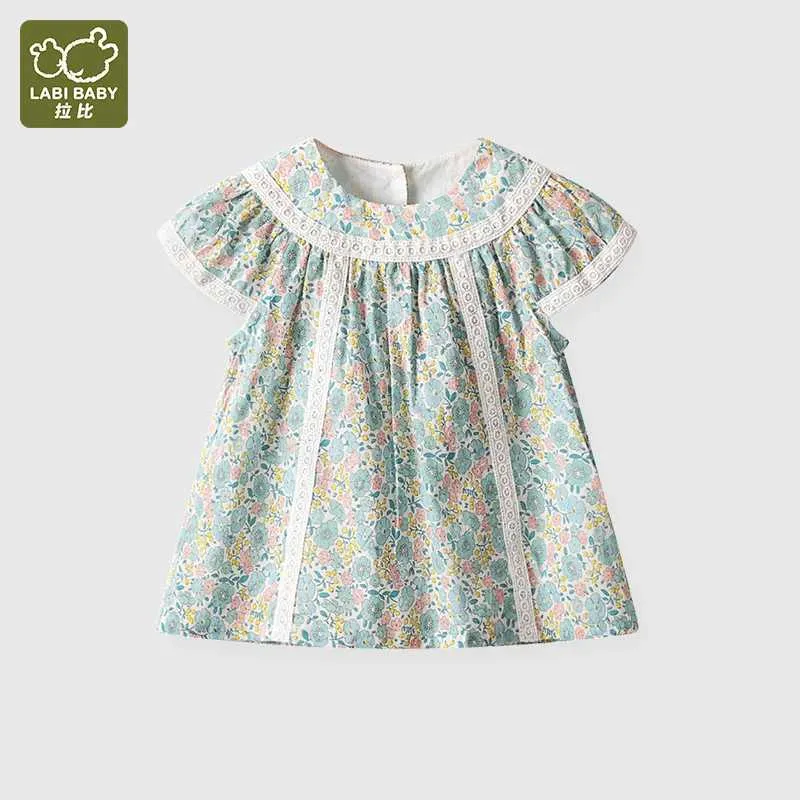 T-shirt Labi baby Summer baby neonato per bambini corto manica dolce stampa magliette in stile pastorale per bambini bambine principessa principessa vestiti abiti topl2405