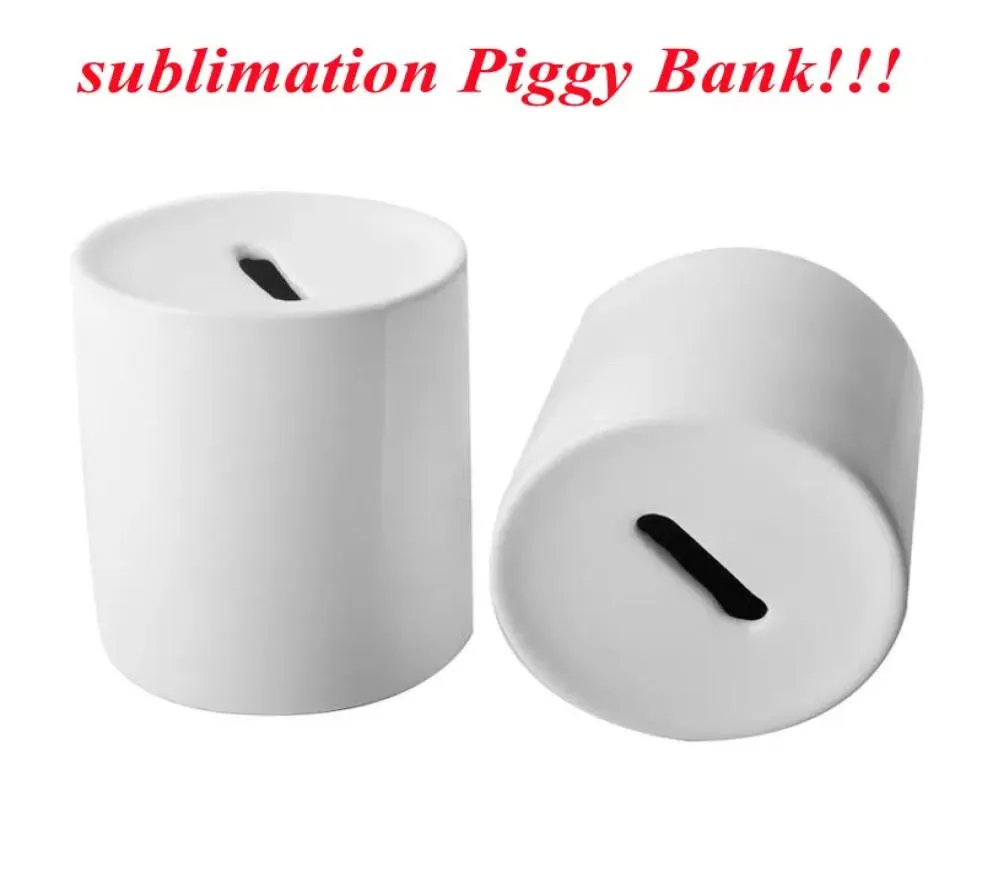 SUBlimação Piggy Bank Cerâmica Banco de dinheiro Caixa de dinheiro para economia de dinheiro Banco Banco meninos garotos Jarros de armazenamento DIY Presente3005248