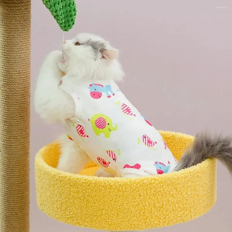 Kattdräkter avvänjningskläder för kvinnliga katter Tecknad mönster Neutering kostym Små hundar Anti-licking