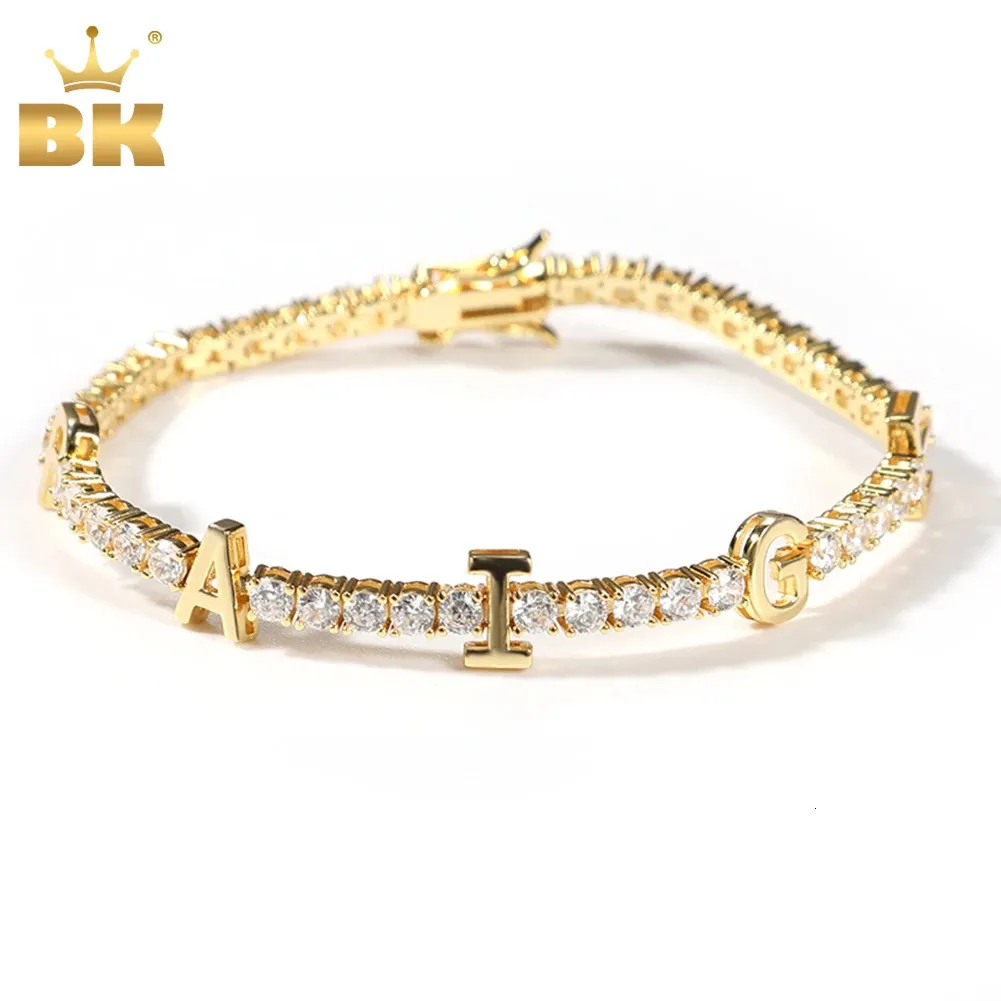 THE BLING KING Custom Name Letter m Tennis Chain Bracelet Iced Out Colorful CZ DIY Letter Necklace Hiphop Jewelry For Gift 240422