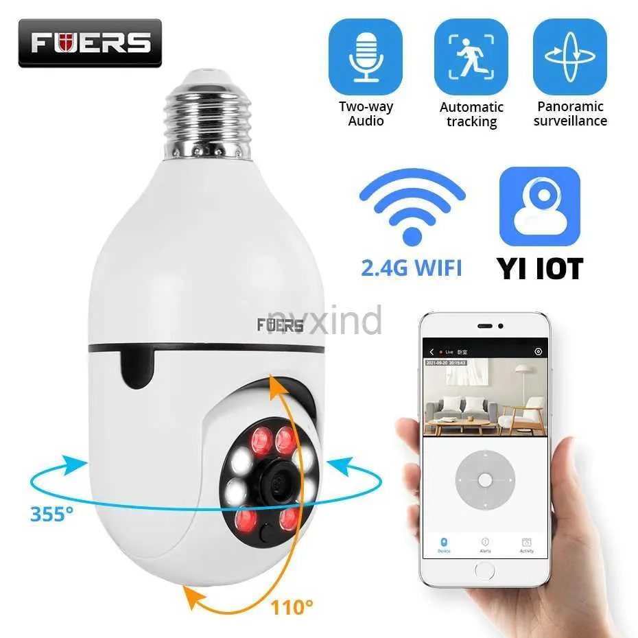 Les caméras IP Fuers 2,4g WiFi E27 Surveillance de l'ampoule 2MP IP Home Home Indoor Camera CCTV Night Vision Safety Protection de protection D240510