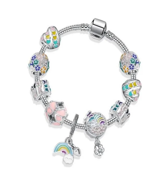 Fashion Magnolia Style Charm Bracelets 925 Sterling Silver Murano Glass European Charm Beads encaixa em bracelets nuvem Dangle Di7894841