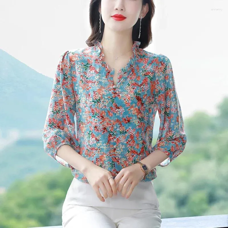 トップス [muguet] chiffon docking blouse chiffon docking blouse