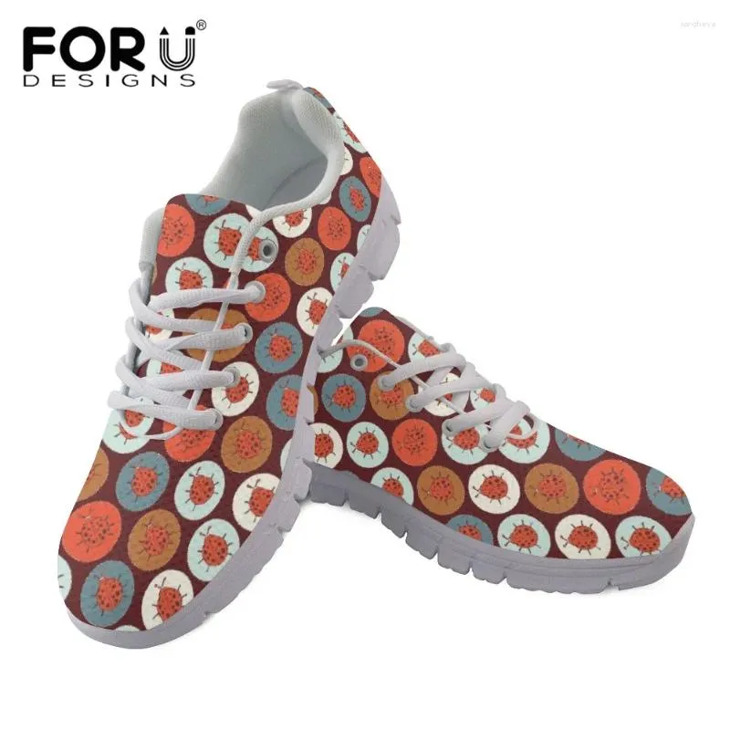 Casual schoenen voorzittent mode sneakers voor vrouwen cartoon keverpatroon flats veter omhoog dames lichtgewicht lucht mesh schoeisel mujer