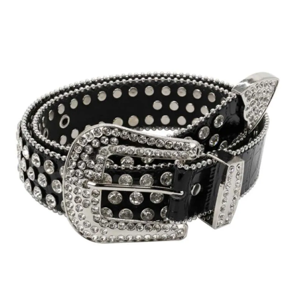 Cintura in pelle di strass di cristallo alla moda per donne Luxury Silver Bowgirl Cowboy Strass Cinture Bling Ceinture Cint Welband X0726 3135