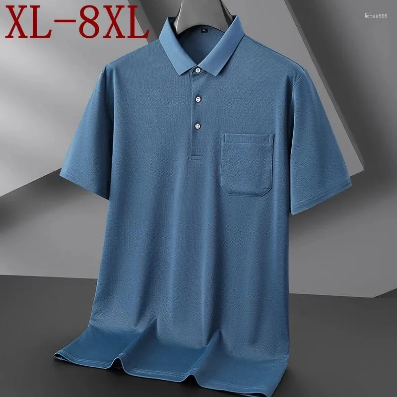 Мужские Polos 8xl 7xl 6xl Summer High Cont Brand Solid Color Рубашки для мужчин Tops Casual Loak Mens Polo рубашка с коротким рукавом Homme 2024