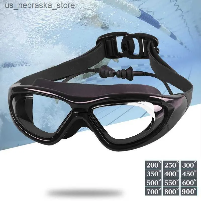 Gogle nurkowe pływające gogle gogle zatyczki do 22.0 do -9,0 okulary basenowe na receptę anty mgły męskie optyczne wodoodporne oczy Q240410