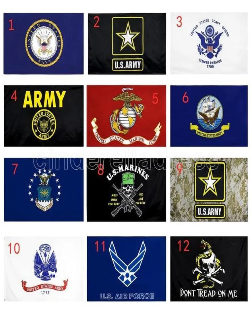 US Army Flag Skull Gadsden Camo Armo Banner US Marines USMC 13 Styles Direct Factory Wholesale 3x5fts 90x150cm C03302622942