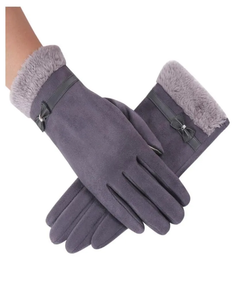 Guanti invernali da donna Ladies Eleganti guanti caldi guanti di lusso il pile termica bowknot addensato guantes guantes mujer3158085