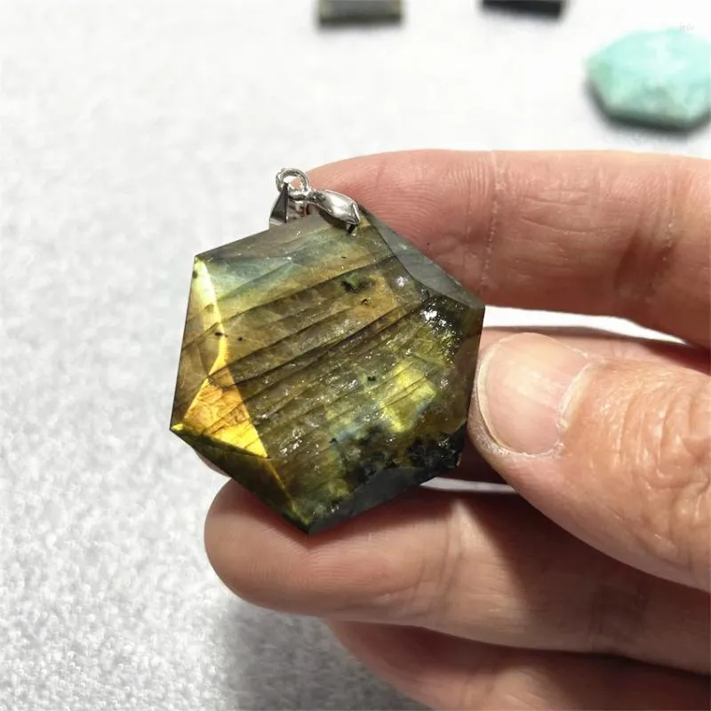Hänghalsband högkvalitativ kristallstjärna av David Natural Moonstone Labradorite Hexagram Gemstone Magen Healing