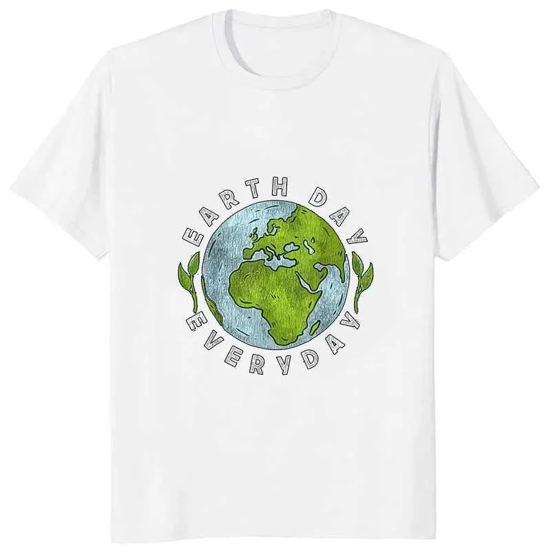 Frauen T-Shirt Daily Earth Day Druckschutz Erde T-Shirt Roman T-Shirt Hip Hop Freizeit Mode Unisex Lose Herren tragen Y240509