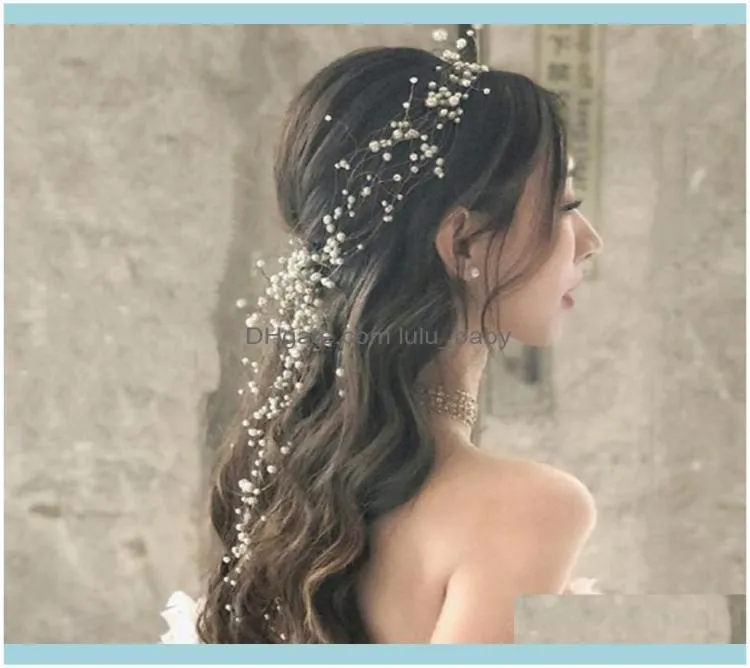 Bijoux Brides belles multicouches Pearl Black Hair Piece Piece à la main Bandond Bande de mariage Clips de mariée bijoux Barrets Dro3212554