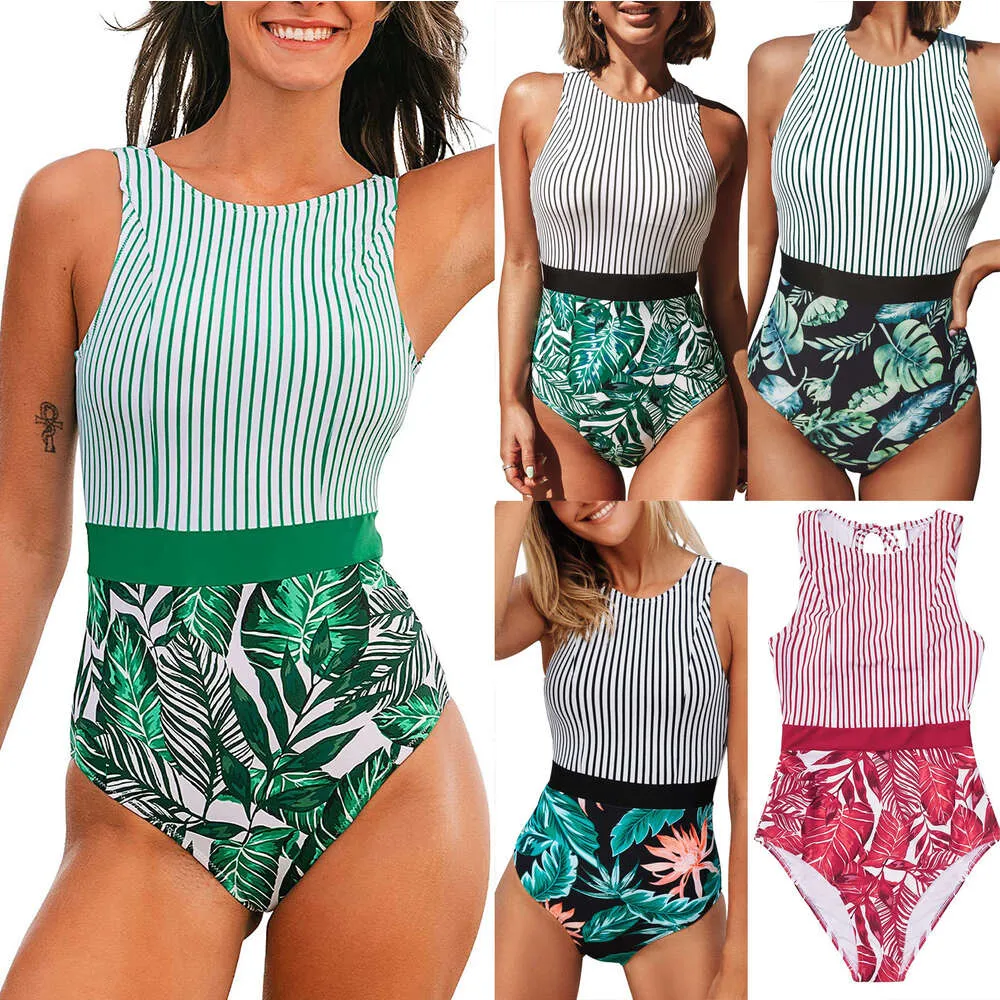 Swimwear féminin 2024 Nouveau maillot de bain en bikini à bande un morceau de bikini de feuilles sexy Triangle pour femmes