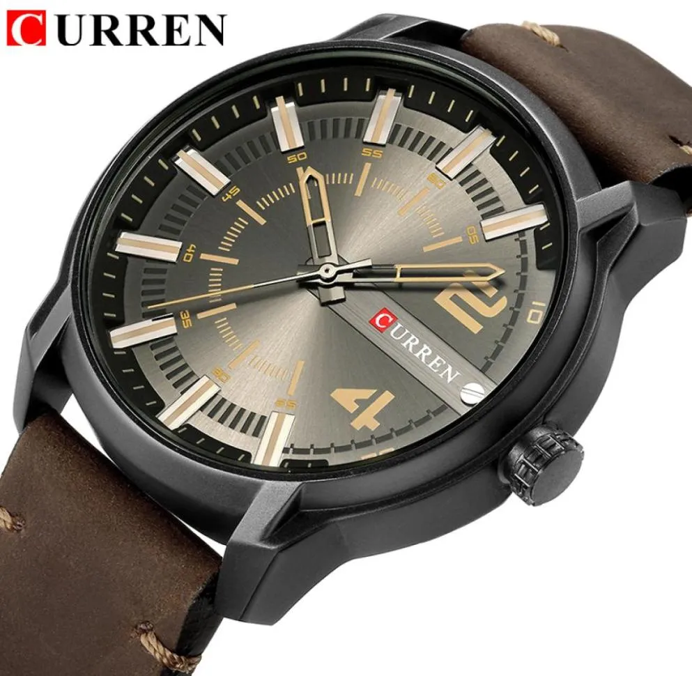 Curren Top marka luksusowy zegarek moda unikalna kwarcowa męska zegarek zegarek skórzany pasek biznesowy Montre Homme reloJ hombre6326649