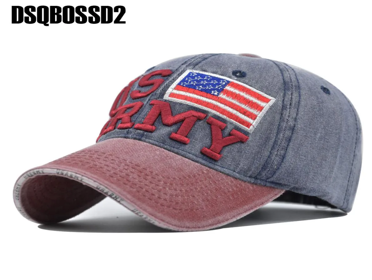 DSQBossd2 Unisexe Fashion lavé Denim Coton Baseball Cap Men039 Rebound Cap Ladies Sun Hat Bone Greis NY EMPRODERIE SPRINGE CA2796046