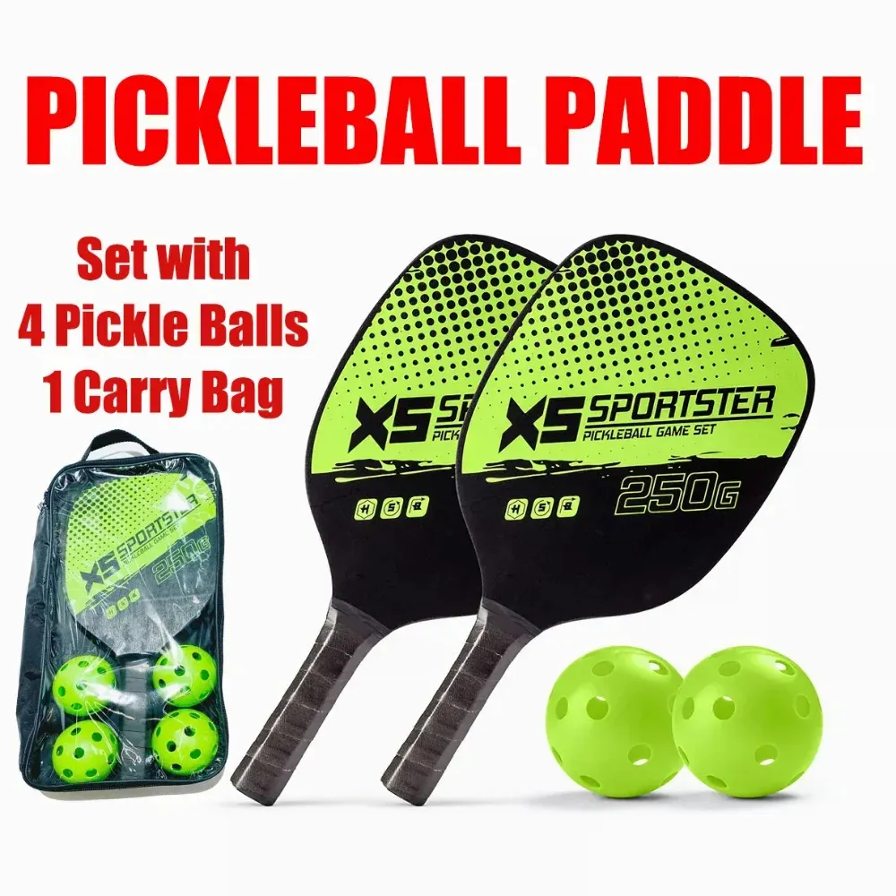 Pickleball Paddles lichtgewicht pickleball set met draagbare draagtas 4 ballen draagbaar voor binnenshuis buitenoefening 240506