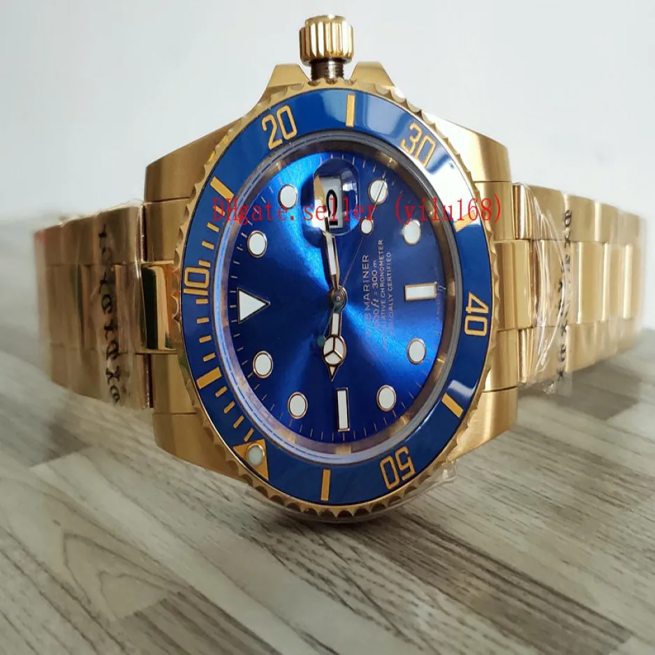 Atacado - Luxo Novo Dial Blue Black Gold 116618 116618ln 116618lb -97208 40mm Relógios masculinos automáticos Moldura de cerâmica 18K Amarelo 2712