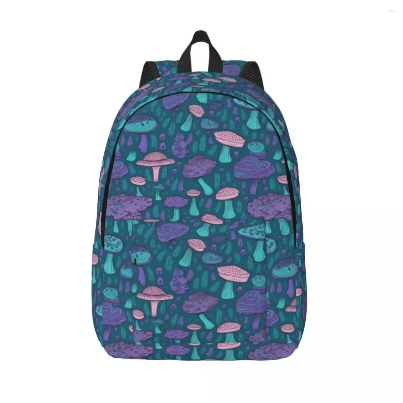 Psychedelic Trippy Purple Mushroom Canvas Backpacks for Students and Commuters Laptop Bookbag