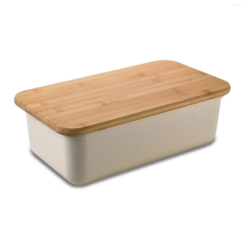 Set di stoviglie da 1 pc pane box pranzo bento con coperchio tagliente in legno contenitore portatile sandwich in acciaio in acciaio da campeggio