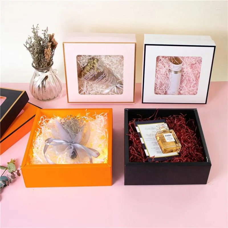 Gift Wrap 4pcs Valentine's Day Box/Bag With Transparent Window Wedding Birthday Party Surprise Chocolate Makeup Packaging Box