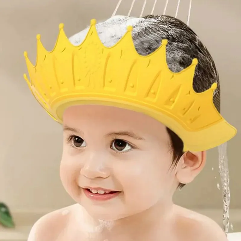 Zakółka szamponu Wodoodporna ochrona ucha Baby Shower Cap z regulowaną silikonową dziecięcą czapkę szamponu 240506