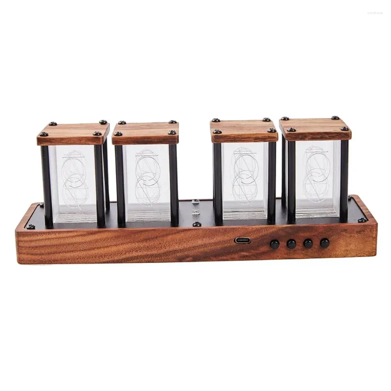 Wanduhren 1Set RGB Nixie Tube Clock LED DESCH DESCH DESCH TOMPLETTE FARBE KÜHRLICHKEIT 21.6CMX6CMX7,5 CM ELEKTRISCHE EQUILE VERBRAUCHEN