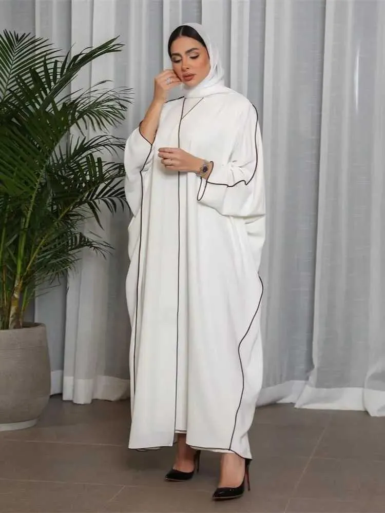 Vêtements ethniques Ramadan Blanc Abaya Dubai Kimono Jalabiya Vêtements de prière pour femmes Turquie Islam Muslim Modest Robe Robe Longue Musulmane Femme T240510