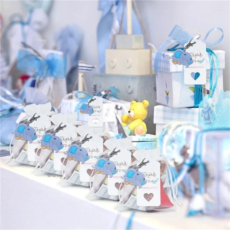 Party Favor 90pieces Baby Shower Return pour les invités Elephant Keychain with Organza Bag A0KF