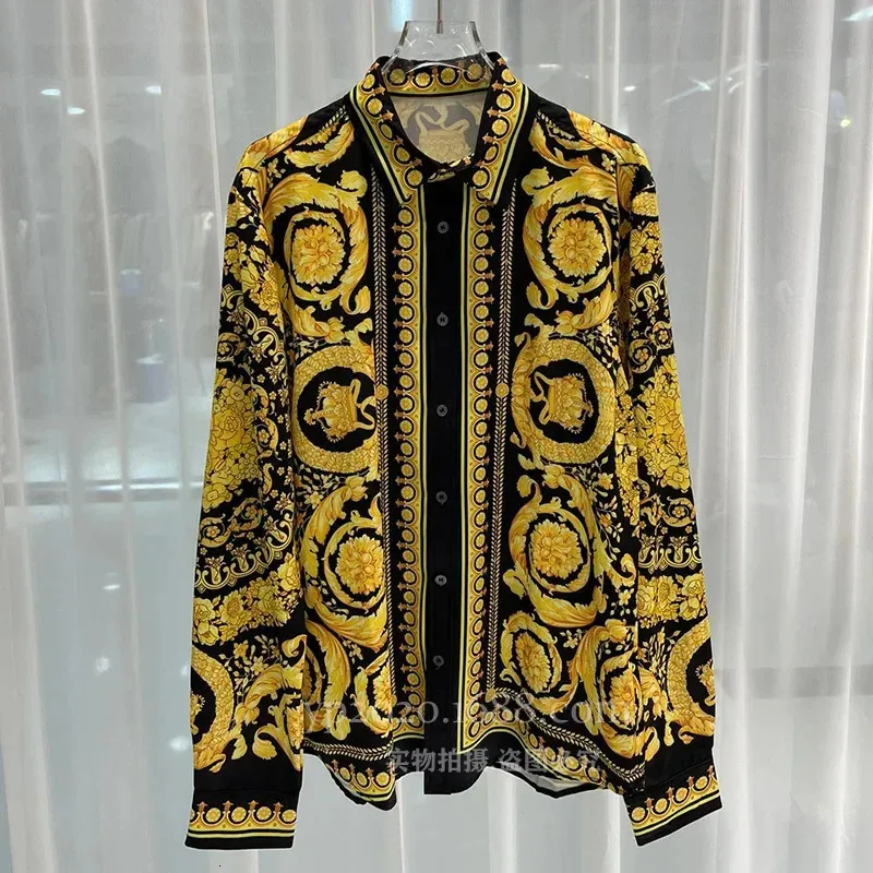 Camicie reali di lusso uomini casual full paisley florel digital shirt manga manga longa balli camicie roupas mascolinas 240429