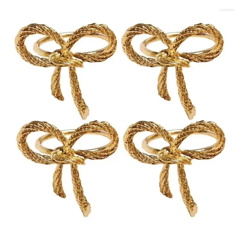 Tafelmatten Napkin Rings 4pcs gouden booggespen houders voor decoraties vakantie bruiloft banket benodigdheden