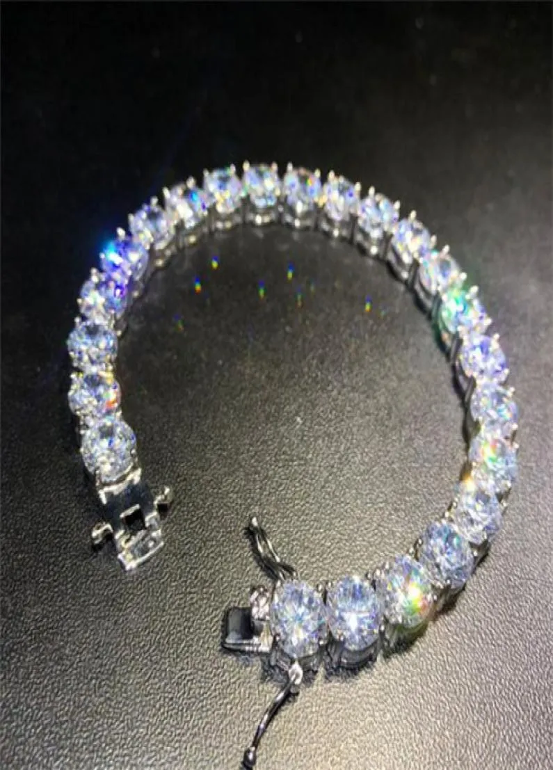Braccialetti da tennis diamantato ghiacciato braccialetti hip hop argento in argento ad alta qualità bracciale zircone da 8 mm a1274061949