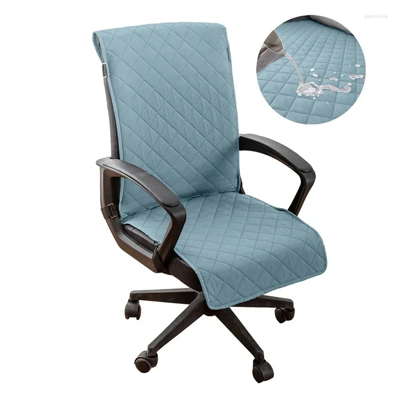 Stol täcker quiltat kontor täcker fast färg anti-skrämmande dator skrivbord fåtölj slipcovers med spänne gaming säte 1 st